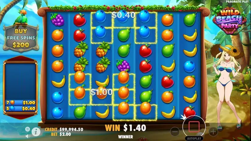 Wild Beach Party slot screenshot 2
