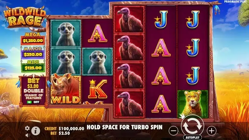 Wild Wild Rage slot screenshot 1