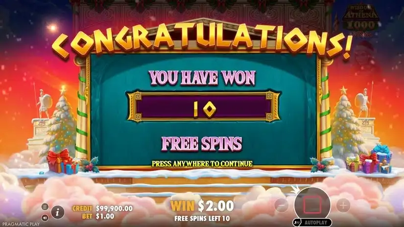 Wisdom of Athena 1000 Xmas slot screenshot 3