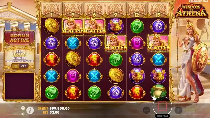Wisdom of Athena slot screenshot 2