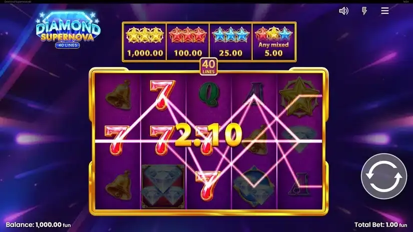 Diamond Supernova 100 slot screenshot 2