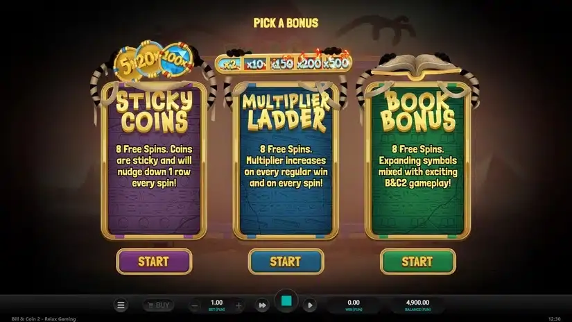 Bill & Coin 2 Mummy Mischief slot screenshot 2