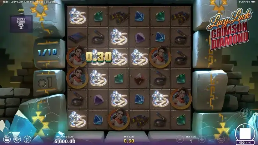 Lucy Luck and the Crimson Diamond slot screenshot 3