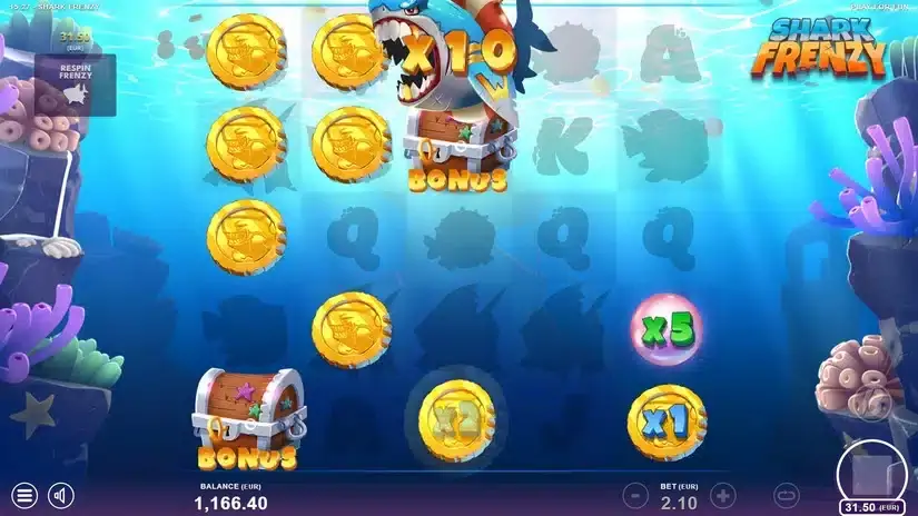 Shark Frenzy slot screenshot 2