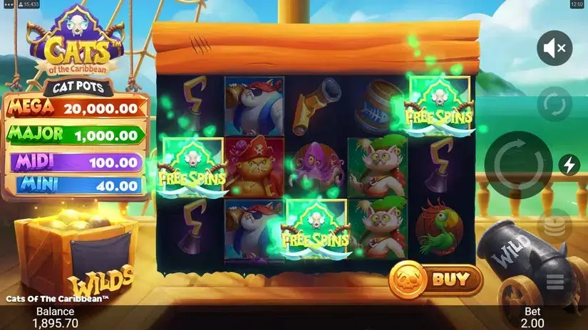 Cats of the Caribbean slot screenshot 3