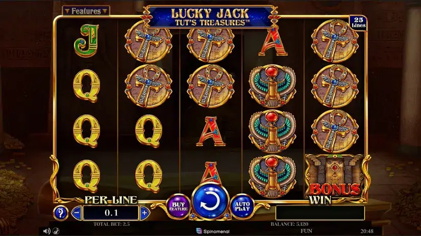 Lucky Jack Tuts Treasures slot screenshot 1