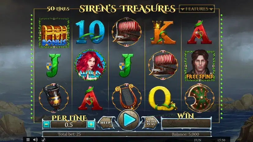 Sirens Treasures slot screenshot 1