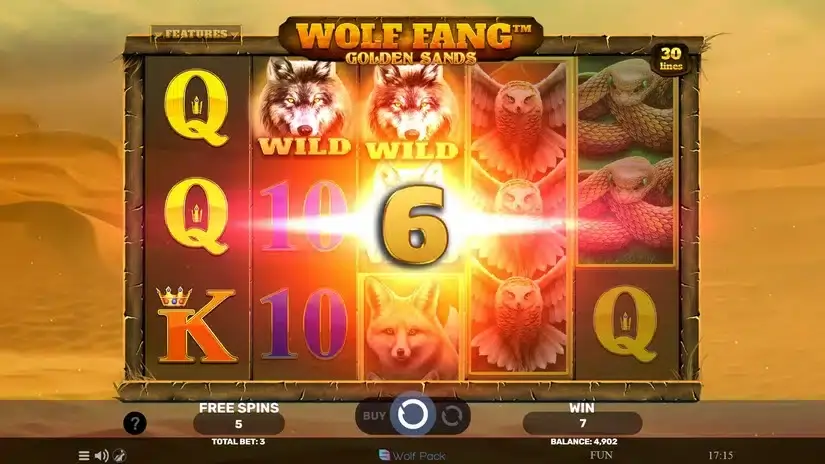 Wolf Fang – Golden Sands slot screenshot 4
