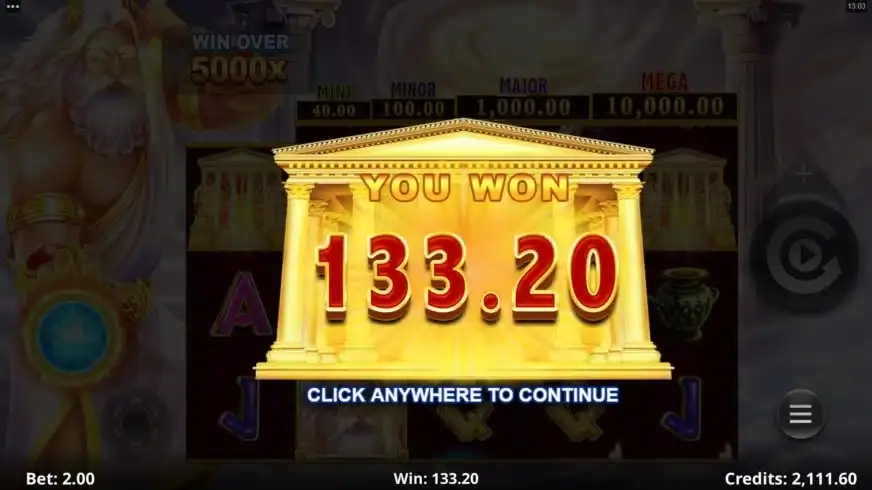 Wild Link Zeus slot screenshot 