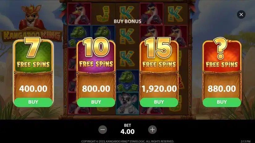 Kangaroo King slot screenshot 2