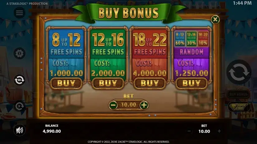 Zicke Zacke slot screenshot 2