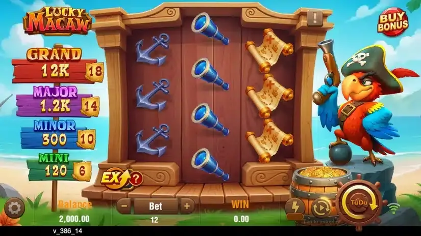 Lucky Macaw slot screenshot 