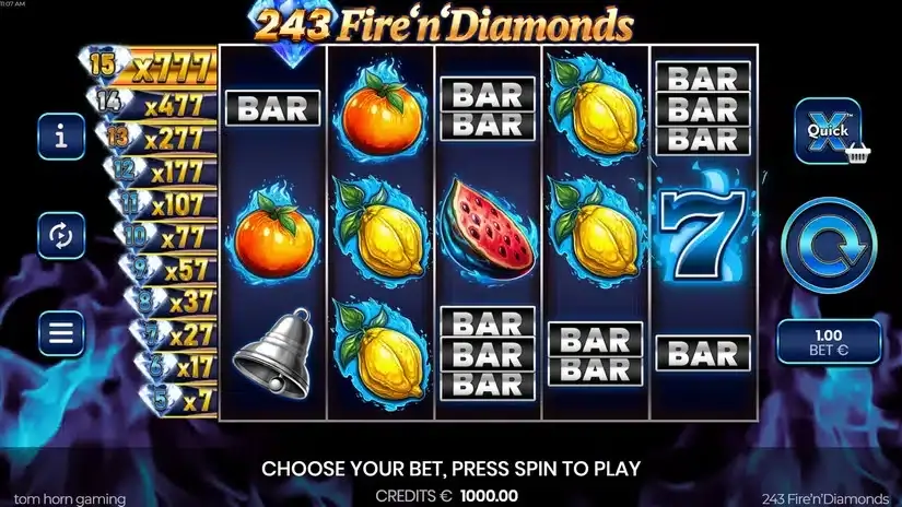 243 Fire’n’Diamonds slot screenshot 1