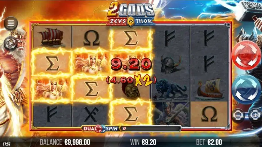 2 Gods Zeus vs Thor slot screenshot 2
