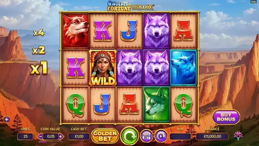 4 Wolves of Fortune DoubleMax slot screenshot 