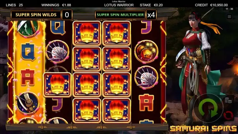 Lotus Warrior slot screenshot 4