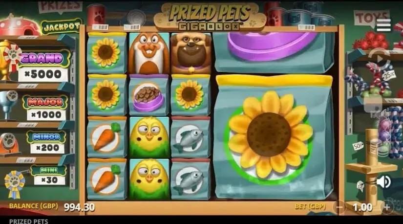 Prized Pets Gigablox slot screenshot 2
