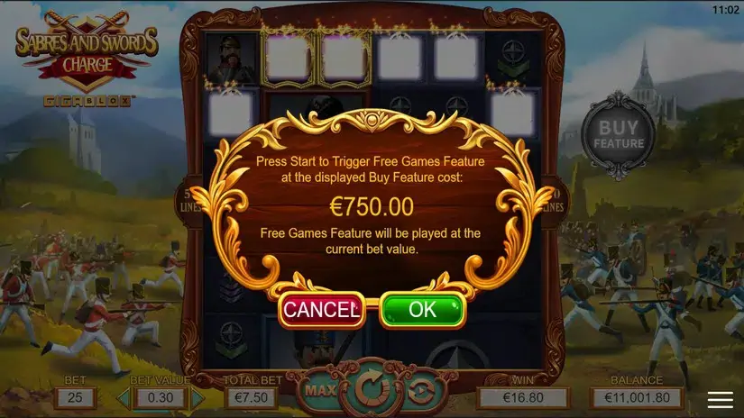 Swords and Sabres: Charge Gigablox slot screenshot 3