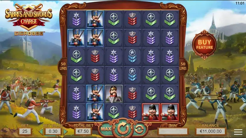 Swords and Sabres: Charge Gigablox slot screenshot